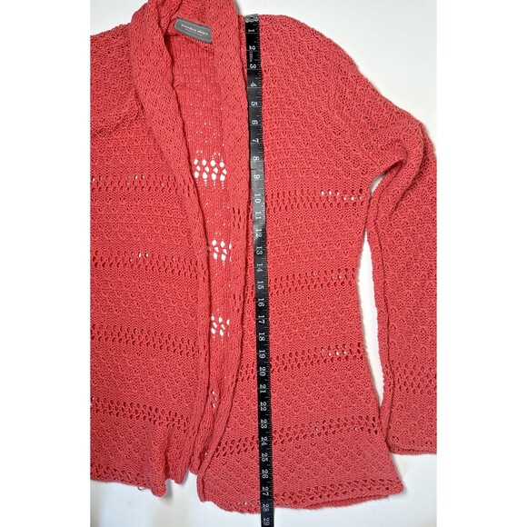 Wooden Ships Open Knit Cardigan Sweater M/L Salmon Red Boho Lightweight Layering - Picture 10 of 11
